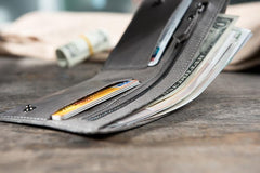 Handmade Leather Mens Cool Slim Leather Wallet Men Small Wallets Bifold for Men - imessengerbags