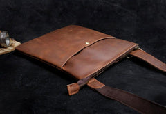 Handmade Leather Mens Cool Messenger Bag Square Bag Chest Bag Bike Bag Cycling Bag for men