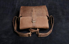 Genuine Leather Mens Cool Backpack Sling Bag Large Black Travel Bag Hiking Bag for men