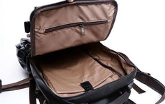 Genuine Leather Mens Cool Backpack Sling Bag Large Black Travel Bag Hiking Bag for men - imessengerbags