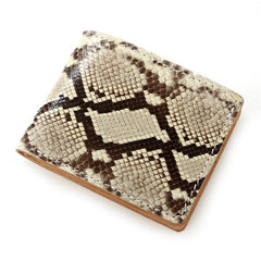 [On Sale] Handmade Cool Mens Snake Skin Small Wallet Slim billfold Wallets with Zippers