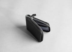 Handmade Leather Mens Cool Slim Leather Zipper Wallet Men Small Wallets Bifold for Men - imessengerbags