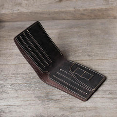 Handmade Leather Mens Cool Slim Leather Wallet Men Small Wallets Bifold for Men - imessengerbags