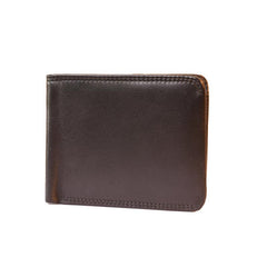 Genuine Leather Mens Cool billfold Leather Wallet Men Small Wallets Bifold for Men - imessengerbags