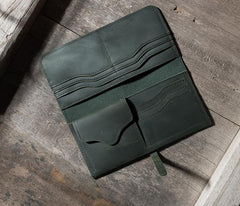 Handmade Leather Mens Clutch Wallet Cool Leather Wallet Long Phone Wallets for Men - imessengerbags