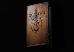 Handmade Leather Tooled Diablo Mens Long Wallet Cool Leather Wallet Clutch Wallet for Men - imessengerbags