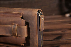 Handmade Leather Mens Cool Long Leather Phone Wallet Zipper Clutch Wallet for Men - imessengerbags