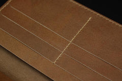 Handmade Leather Tooled Xiuhpohualli Calendar Mens Long Wallet Cool Leather Wallet Clutch Wallet for Men - imessengerbags