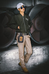 Cool Leather Mens Engraved Scorpion Biker Belt Pouch Waist Bag Drop Leg Bag for Men