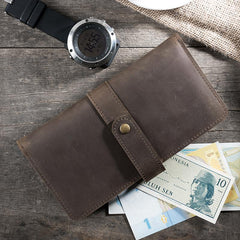 Handmade Leather Mens Clutch Wallet Cool Leather Wallet Long Phone Wallets for Men