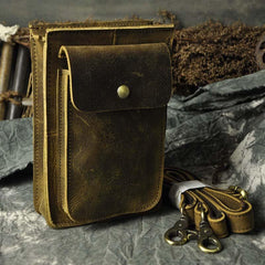 Leather Belt Pouch Mens Small Cases Waist Bag Hip Pack Belt Bag Fanny Pack Bumbag for Men - imessengerbags