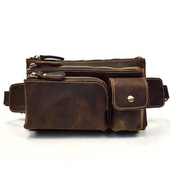 Vintage Leather Fanny Pack Mens Waist Bag Hip Pack Belt Bag for Men