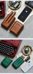 Cool Brown Leather Mens 3pcs Cigar Case Cool Custom Leather Cigar Case for Men