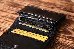 Handmade Mens Cool billfold Leather Wallet Men Small Slim Wallets Bifold for Men - imessengerbags