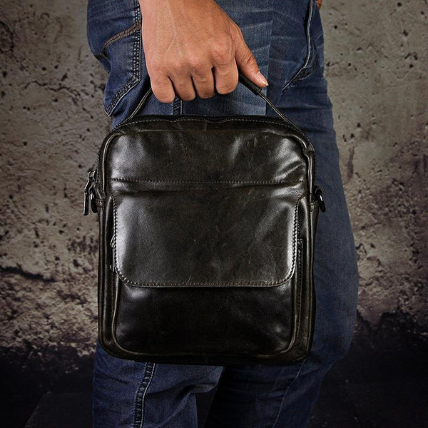 Cool Mens Leather Small Messenger Bag Vintage CrossBody Bag Handbags Shoulder Bag For Men