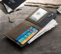 Handmade Leather Mens Cool Slim Leather Wallet Men Small Wallets Bifold for Men - imessengerbags