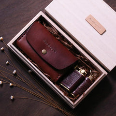 Handmade Wooden Coffee Leather Mens 7pcs Cigarette Case Cool Custom Cigarette Holder for Men