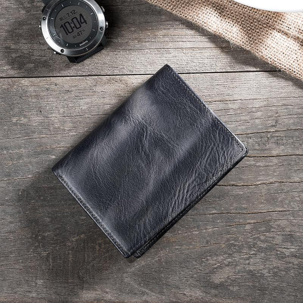 Handmade Leather Mens Cool Slim Leather Wallet Men Small Wallets Bifold for Men - imessengerbags