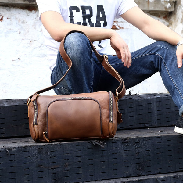 Genuine Leather Mens Messenger Bag Cool Weekender Bag Travel Bag Duffle Bags Overnight Bag Holdall Bag for men