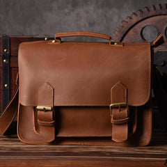 Handmade Leather Mens Cool Messenger Bag Briefcase Work Bag Business Bag for men