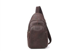 Genuine Leather Mens Cool Chest Bag Sling Bag Crossbody Bag Travel Bag Hiking Bag for men - imessengerbags