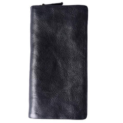 Genuine Leather Mens Cool Long Leather Wallet Bifold Clutch Wallet for Men