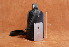 Genuine Leather Mens Cool Chest Bag Sling Bag Crossbody Bag Travel Bag Hiking Bag for men