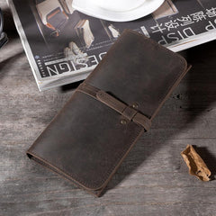 Handmade Leather Mens Clutch Wallet Cool Leather Wallet Long Phone Wallets for Men - imessengerbags