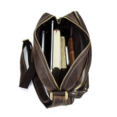 Handmade Leather Mens Cool Small Messenger Bag iPad Bag Chest Bag Bike Bag Cycling Bag for men