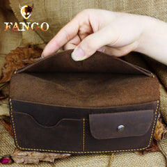Handmade Leather Mens Cool Travel Long Wallet Card Holder Card Slim Clutch Wallets for Men - imessengerbags