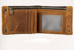 Handmade Leather Mens Cool Slim Leather Wallet Card Wallet Men Small Wallets Bifold for Men - imessengerbags