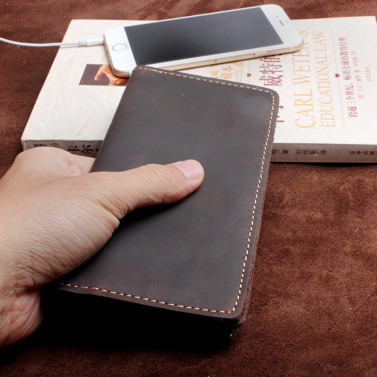 Handmade Leather Mens Wallet Cool Long Leather Wallet Clutch Wristlet Wallet for Men - imessengerbags