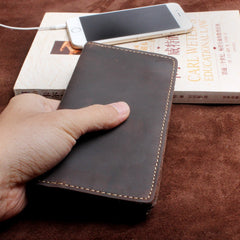 Handmade Leather Mens Wallet Cool Long Leather Wallet Clutch Wristlet Wallet for Men - imessengerbags