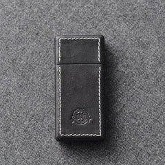 Cool Mens Black Leather Portable Ashtray Travel Ashtray Pocket Ashtray Lighter for Men - imessengerbags