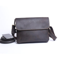 Handmade Leather Mens Cool Messenger Bag Chest Bag Bike Bag Cycling Bag for men
