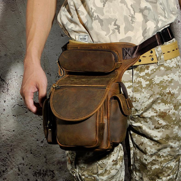 Leather Belt Pouch Mens Small Cases Waist Bag Hip Pack Belt Bag Fanny Pack Bumbag for Men - imessengerbags