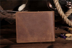Handmade Leather Mens Cool Slim Leather Wallet Card Wallet Holders Men Small Wallets Bifold for Men - imessengerbags