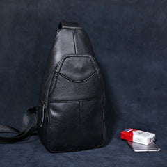 Genuine Leather Mens Cool Chest Bag Sling Bag Crossbody Bag Travel Bag Hiking Bag for men - imessengerbags