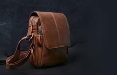 Genuine Leather Mens Cool Messenger Bag Square Bag Chest Bag Bike Bag Cycling Bag for men - imessengerbags