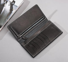 Handmade Leather Mens Clutch Wallet Cool Leather Wallet Long Phone Wallets for Men - imessengerbags