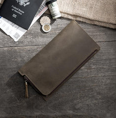 Handmade Leather Mens Clutch Wallet Cool Leather Wallet Long Phone Wallets for Men - imessengerbags