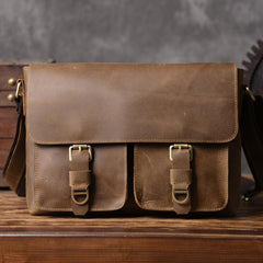 Handmade Leather Mens Cool Shoulder Bag Messenger Bag Chest Bag Bike Bag Cycling Bag for men - imessengerbags