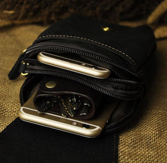 Leather Belt Pouch Mens Waist Bag Small Case for Men