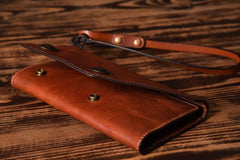 Handmade Mens Cool Leather Chain Wallet Biker Trucker Wallet with Chain for Men - imessengerbags