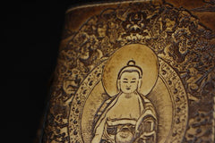 Handmade Leather Tooled Shakya Muni Buddhism Mens Long Wallet Cool Leather Wallet Clutch Wallet for Men - imessengerbags