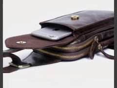 Genuine Leather Mens Cool Chest Bag Sling Bag Crossbody Bag Travel Bag Hiking Bag for men - imessengerbags