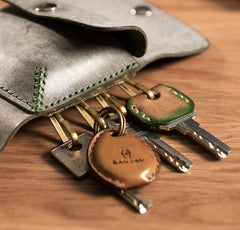 Handmade Leather Mens Cool Key Wallet Car Key Holder Car Key Case Card Holder for Men - imessengerbags