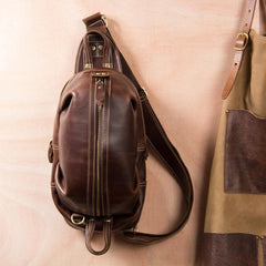 Leather Sling Bag for Men Crossbody Sling Bag Chest Bag for men - imessengerbags