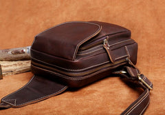 Genuine Leather Mens Cool Chest Bag Sling Bag Crossbody Bag Travel Bag Hiking Bag for men - imessengerbags
