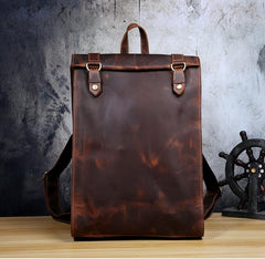 Genuine Leather Mens Cool Backpack Sling Bag Large Black Travel Bag Hiking Bag for men - imessengerbags